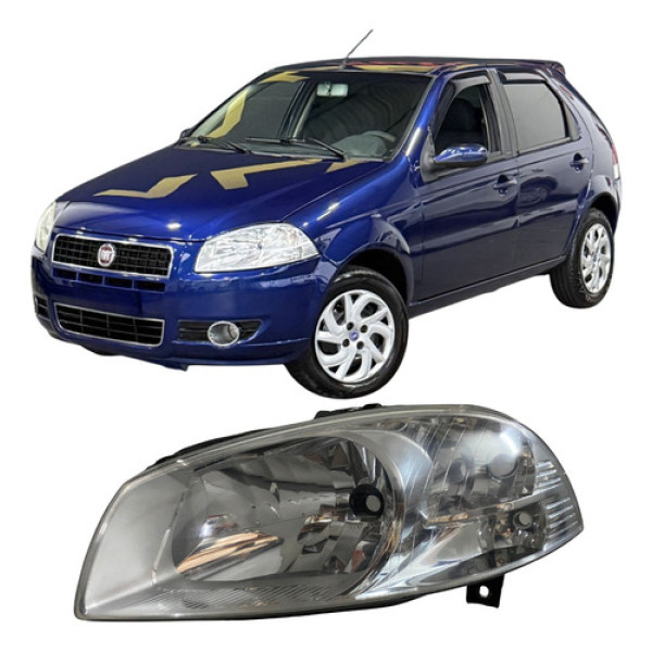 Farol Dianteiro Fiat Palio 2008 Máscara Cromada 26012909 Esquerdo/motorista