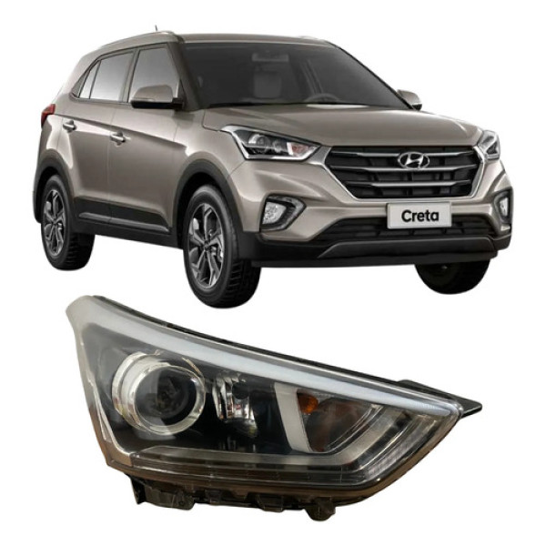 Farol Hyundai Creta Original Com Led E Projetor 26051303 Direito/passageiro Direito