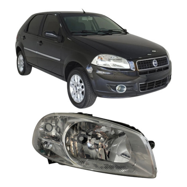 Farol Dianteiro Fiat Palio 2008 Máscara Cromada 26012901 Direito/passageiro