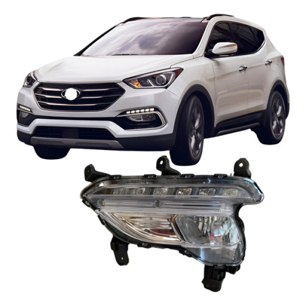 Farol De Milha Hyundai Santa Fé 2017 218 2019 Com Drl Esquer