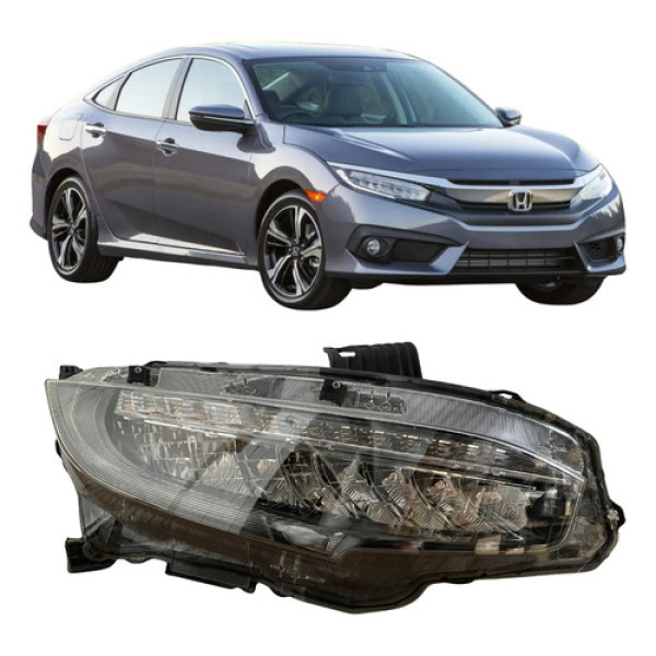 Farol Honda Civic G10 Turbo Full Led Original 2018 26051605 Direito/passageiro Direito