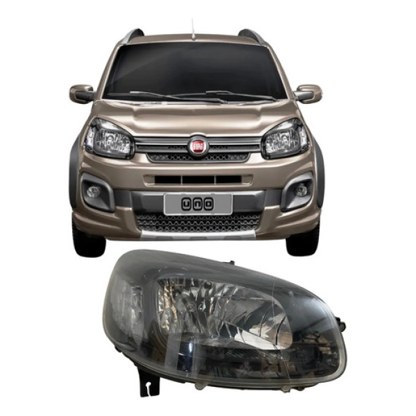 Farol Fiat Uno 2017 2018 2019 Fume 26021410 Direito/passageiro Direito