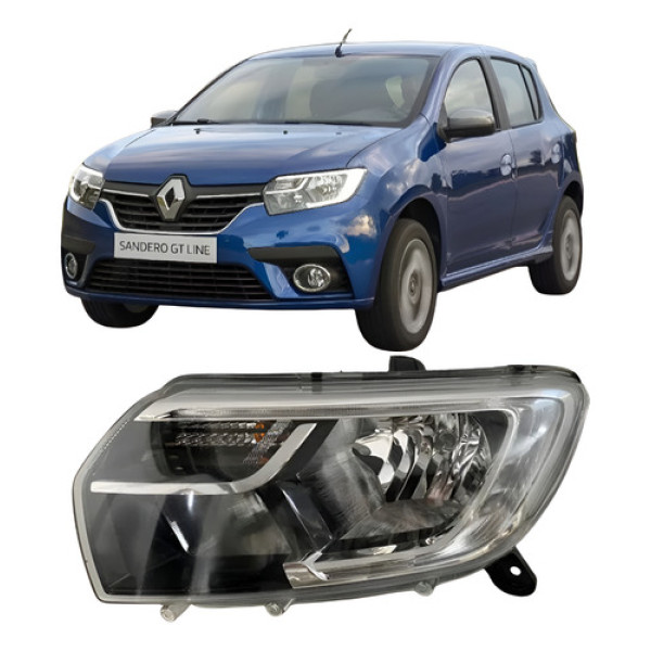 Farol Renault Sandero 2020 2021 Led 25081302 Esquerdo
